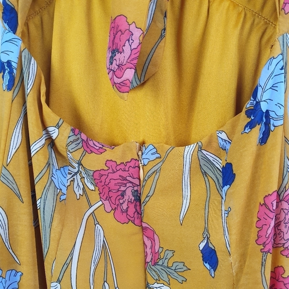JAPANA Maxi Dress Open Back Floral Gold/Pinks/Blues Women's Size S‎ - Picture 7 of 12